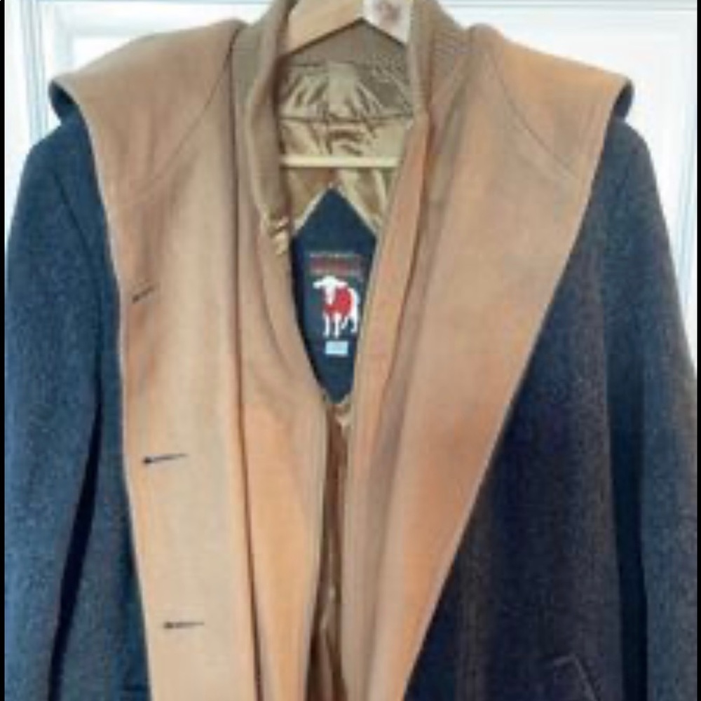 Mackintosh Two-Tone Wool Hooded Vest Coat - size L